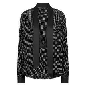 Tom Ford Women Printed Small Polka Dot Silk Crepe De Chine Lavalliere Tunic Top